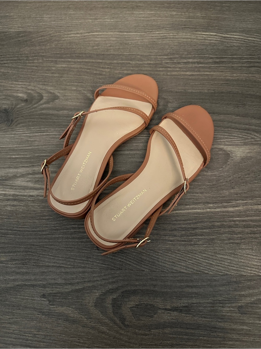 Stuart Weitzman Cognac Leather Strappy Flat Sandals (size 5)